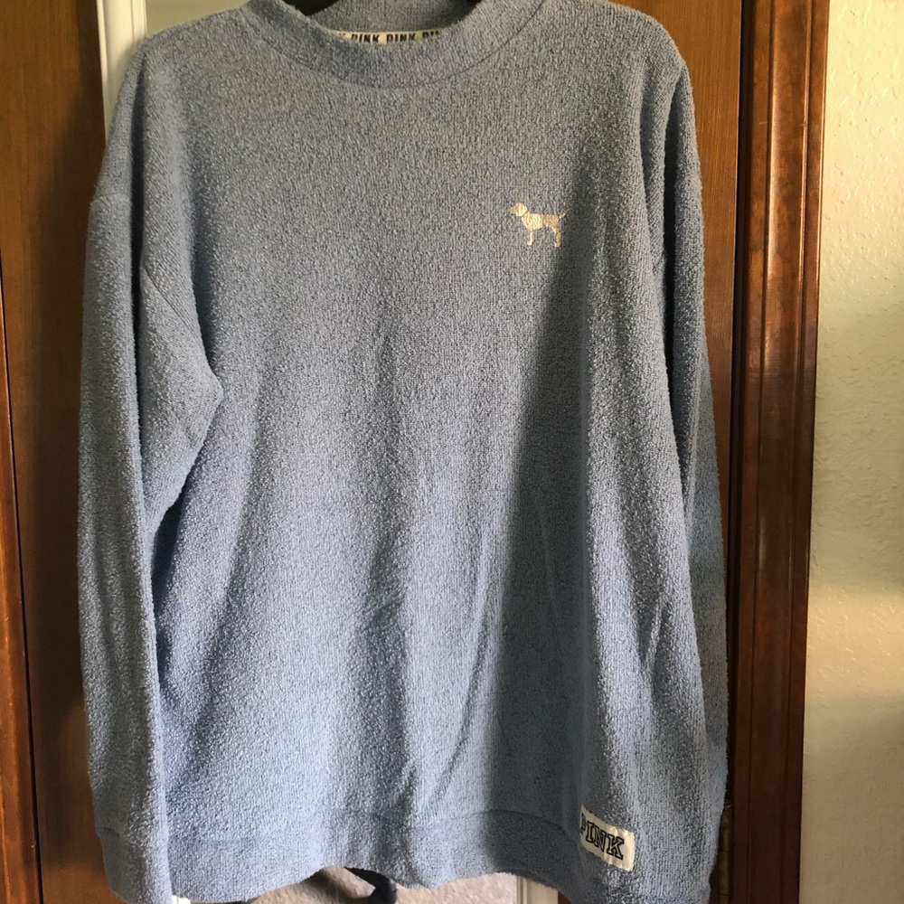 PINK terry cloth mock neck sweater